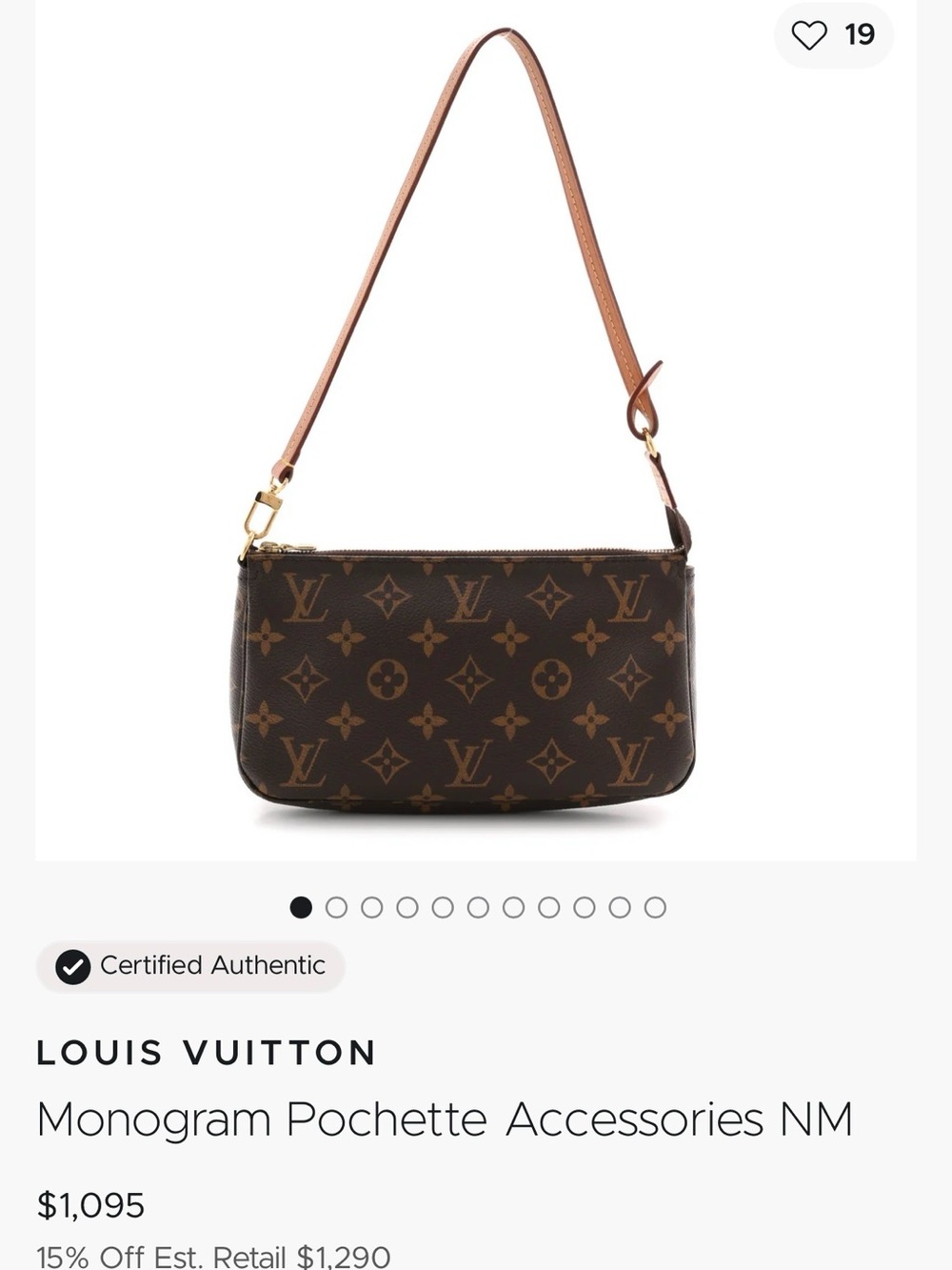 Louis Vuitton Monogram Shoulder Pochette - Brown with Tan Strap